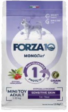Forza10 MonoDiet Sensitive Skin Mini & Toy Adult сухой корм для взрослых собак мелких пород с рыбой