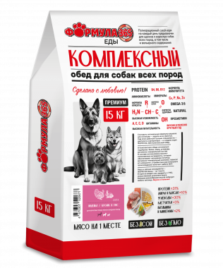 Формула365 Комплексный обед сухой корм для взрослых собак мини и средних пород Индейка кролик и рис