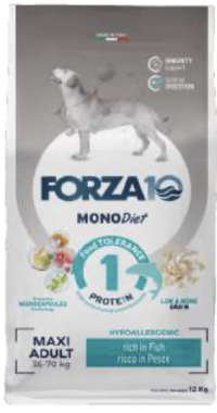Forza10 Diet Adult Maxi сухой гиппоаллергенный корм для собак крупных пород c рыбой для сокращения симптомов пищевой непереносимости