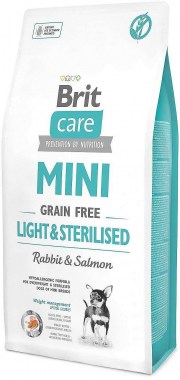 Brit Care MINI Light&Sterilised беззерновой сухой корм c кроликом и лососем для стерилизованных или собак с лишним весом