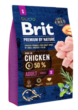 Brit Premium by Nature Adult S сухой корм с курицей для взрослых собак мелких пород