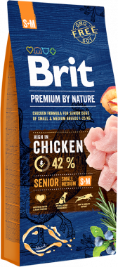 Brit Premium by Nature Senior S+M сухой кором с курицей для пожилых собак мелких и средних пород