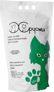 ХРУСМИЛ сухой корм для котов и кошек с высоким содержанием индейки