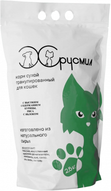 ХРУСМИЛ сухой корм для взрослых котов и кошек с высоким содержанием курицы риса и яблоком