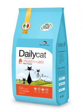 Dailycat Kitten сухой корм для котят, беременных и кормящих кошек с индейкой и рисом 
