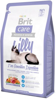 Brit Care Lilly Sensitive Digestion гипоаллергенный беззерновой сухой корм с ягнятиной и лососем для кошек с чувствительным желудком