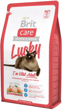 Brit Care Lucky Vital Adult гипоаллергенный сухой корм с курицей и рисом для взрослых кошек