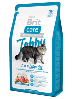 Brit Care Cat Tobby гипоаллергенный беззерновой сухой корм с уткой и курицей для взрослых кошек крупных пород